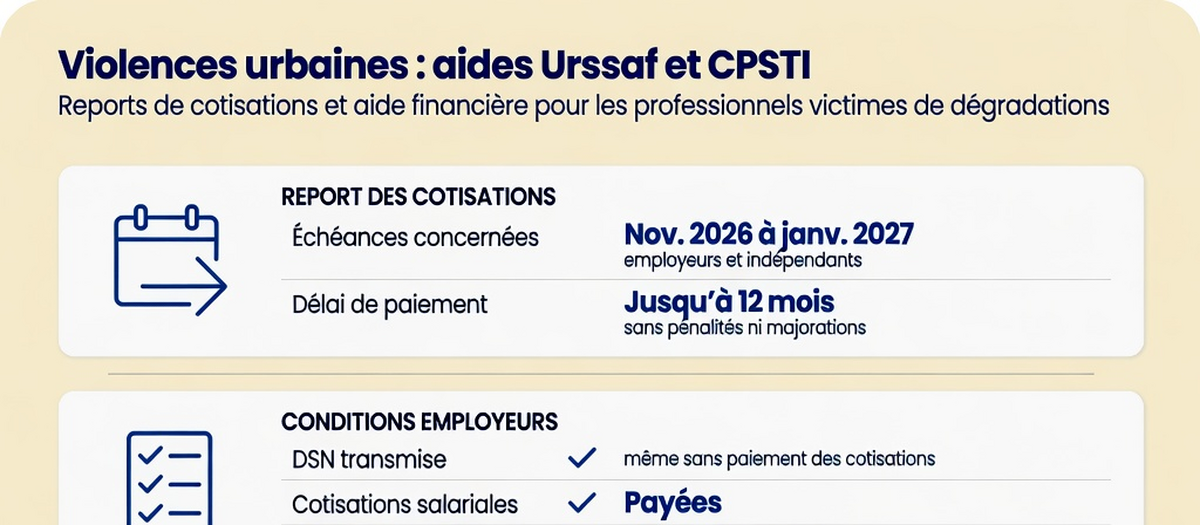 Infographie : Violences urbaines : l'Urssaf et le CPSTI proposent des aides aux professionnels (aperçu)