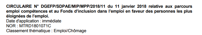 Circulaire CUI-CAE 11 janvier 2018