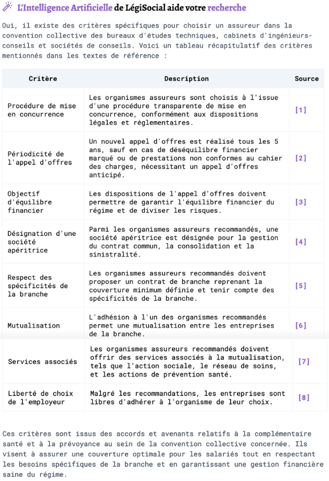 Question avancée : existe-t-il des critères spécifiques dans la convention collective pour choisir un assureur dans la convention collective  ?