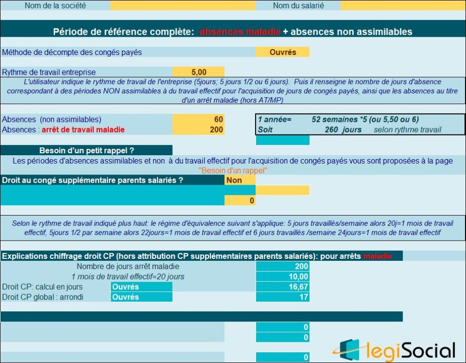Exemples chiffrés de calcul de droit aux congés payés en 2025 (avec arrêt maladie) LégiSocial